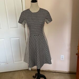 Lela Rose Black and White micro checked flared A-line Dress Size 4